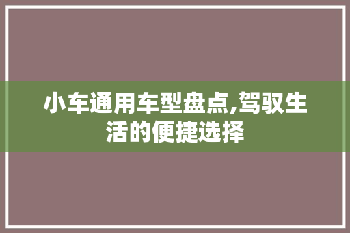 小车通用车型盘点,驾驭生活的便捷选择