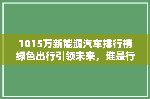 1015万新能源汽车排行榜绿色出行引领未来，谁是行业佼佼者