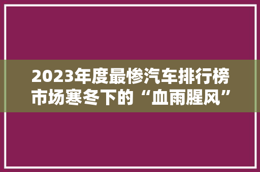 2023年度最惨汽车排行榜市场寒冬下的“血雨腥风”