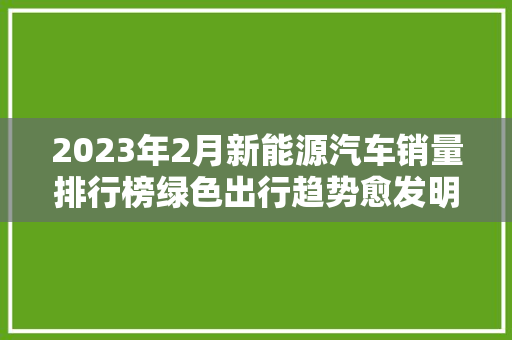 2023年2月新能源汽车销量排行榜绿色出行趋势愈发明显