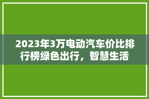 2023年3万电动汽车价比排行榜绿色出行，智慧生活