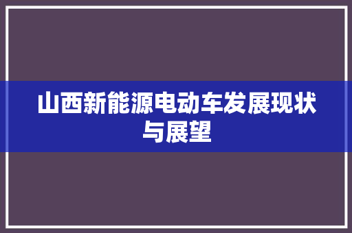 山西新能源电动车发展现状与展望