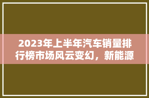 2023年上半年汽车销量排行榜市场风云变幻，新能源汽车崛起