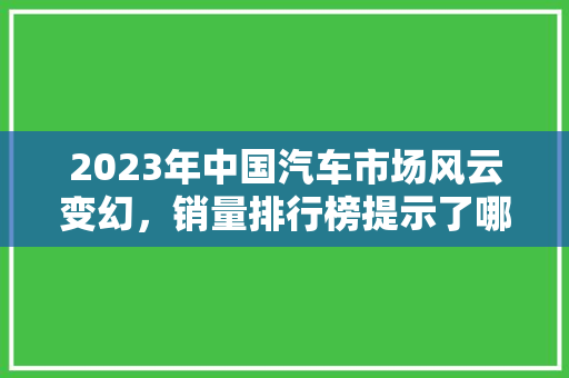 2023年中国汽车市场风云变幻，销量排行榜提示了哪些趋势