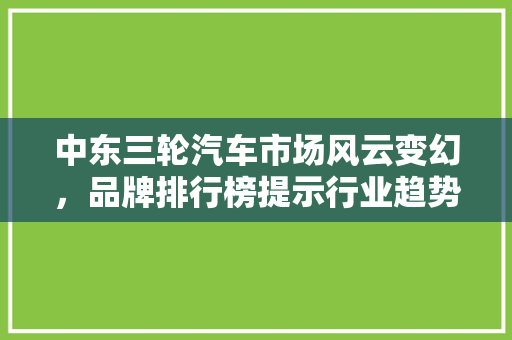 中东三轮汽车市场风云变幻，品牌排行榜提示行业趋势