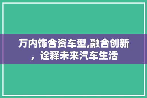 万内饰合资车型,融合创新，诠释未来汽车生活