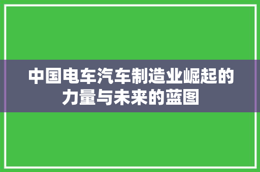 中国电车汽车制造业崛起的力量与未来的蓝图