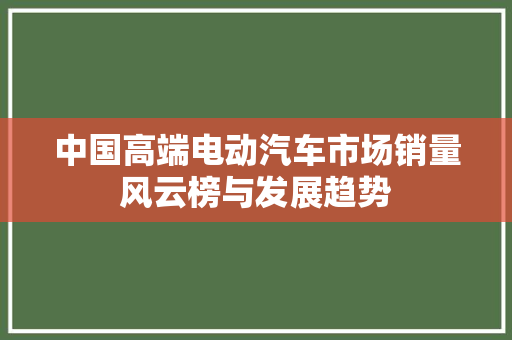 中国高端电动汽车市场销量风云榜与发展趋势
