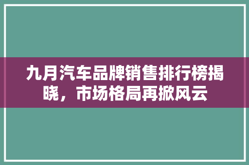 九月汽车品牌销售排行榜揭晓，市场格局再掀风云