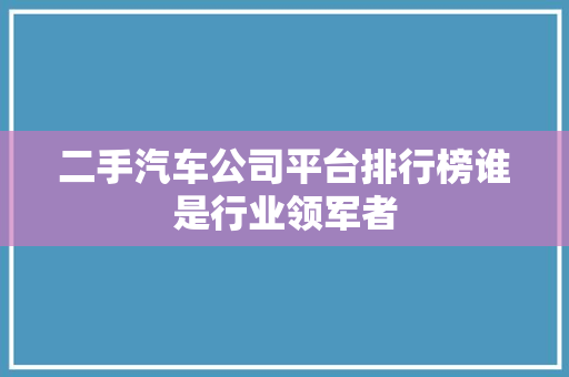 二手汽车公司平台排行榜谁是行业领军者