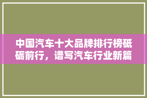 中国汽车十大品牌排行榜砥砺前行，谱写汽车行业新篇章