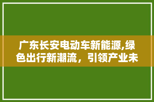 广东长安电动车新能源,绿色出行新潮流，引领产业未来发展