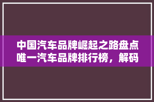 中国汽车品牌崛起之路盘点唯一汽车品牌排行榜，解码民族品牌辉煌
