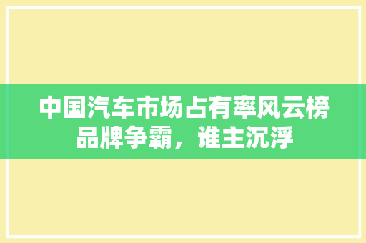 中国汽车市场占有率风云榜品牌争霸，谁主沉浮