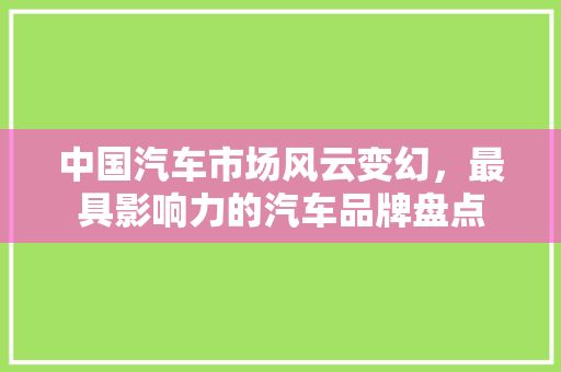 中国汽车市场风云变幻，最具影响力的汽车品牌盘点