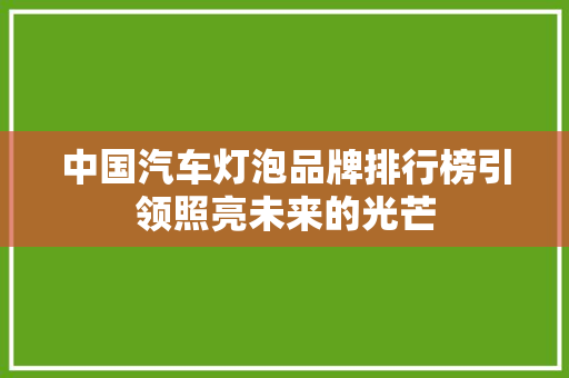 中国汽车灯泡品牌排行榜引领照亮未来的光芒