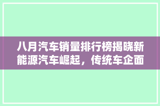八月汽车销量排行榜揭晓新能源汽车崛起，传统车企面临挑战