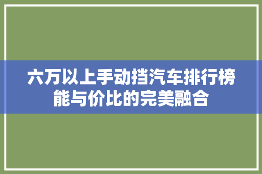 六万以上手动挡汽车排行榜能与价比的完美融合