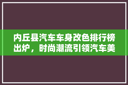 内丘县汽车车身改色排行榜出炉，时尚潮流引领汽车美容新风尚