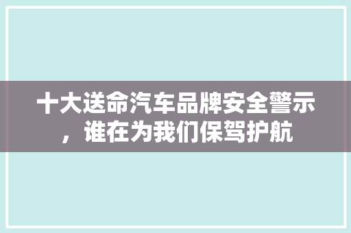 十大送命汽车品牌安全警示，谁在为我们保驾护航