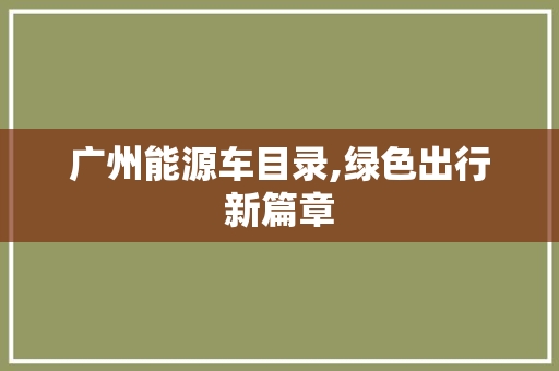 广州能源车目录,绿色出行新篇章