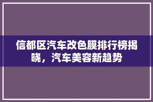 信都区汽车改色膜排行榜揭晓，汽车美容新趋势
