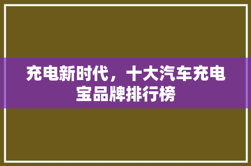 充电新时代，十大汽车充电宝品牌排行榜