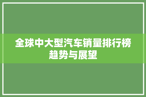 全球中大型汽车销量排行榜趋势与展望