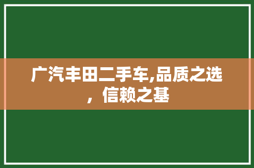 广汽丰田二手车,品质之选，信赖之基