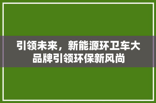 引领未来，新能源环卫车大品牌引领环保新风尚