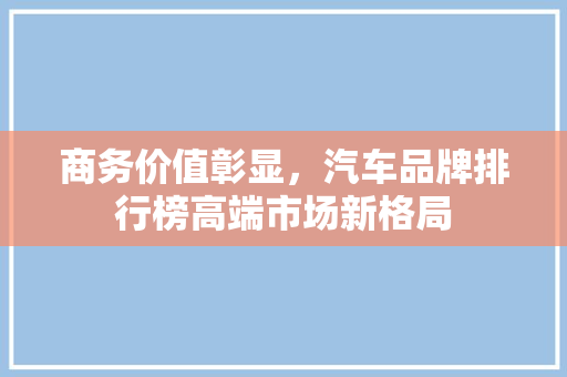 商务价值彰显，汽车品牌排行榜高端市场新格局