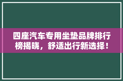 四座汽车专用坐垫品牌排行榜揭晓，舒适出行新选择！