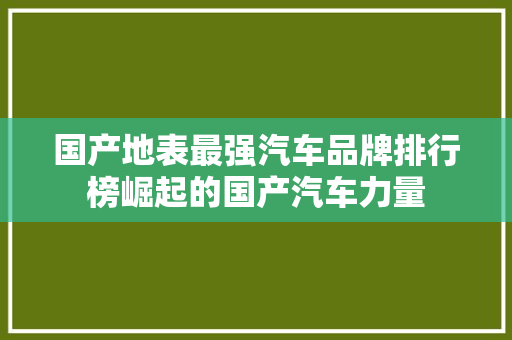 国产地表最强汽车品牌排行榜崛起的国产汽车力量