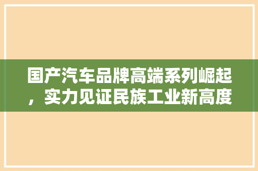 国产汽车品牌高端系列崛起，实力见证民族工业新高度