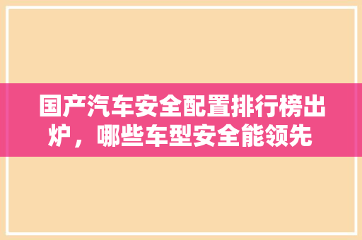 国产汽车安全配置排行榜出炉，哪些车型安全能领先