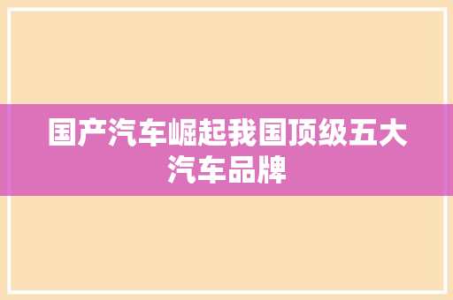 国产汽车崛起我国顶级五大汽车品牌