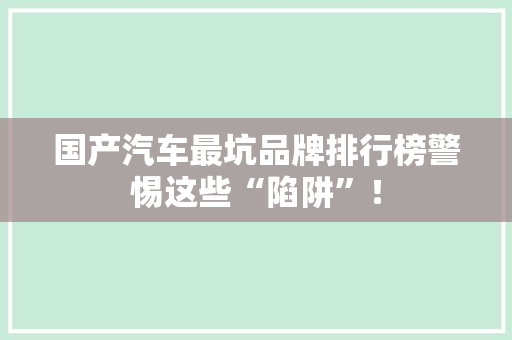 国产汽车最坑品牌排行榜警惕这些“陷阱”！