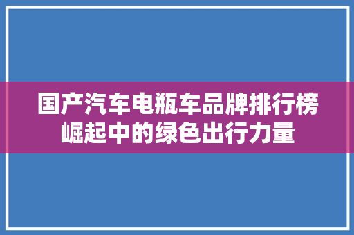 国产汽车电瓶车品牌排行榜崛起中的绿色出行力量