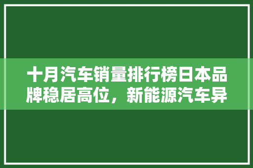 十月汽车销量排行榜日本品牌稳居高位，新能源汽车异军突起