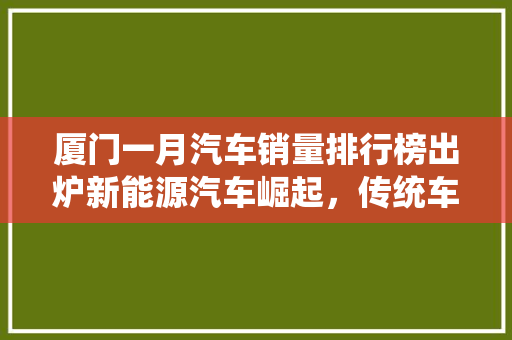 厦门一月汽车销量排行榜出炉新能源汽车崛起，传统车型稳中求进