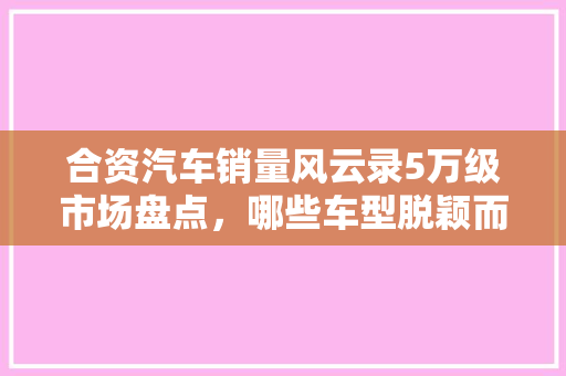 合资汽车销量风云录5万级市场盘点，哪些车型脱颖而出