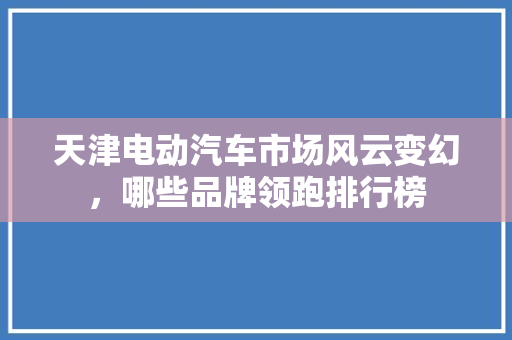 天津电动汽车市场风云变幻，哪些品牌领跑排行榜