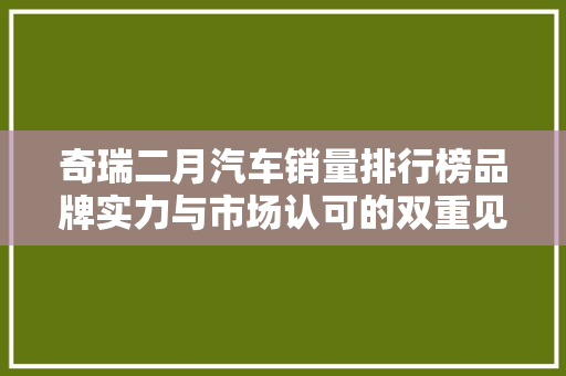 奇瑞二月汽车销量排行榜品牌实力与市场认可的双重见证