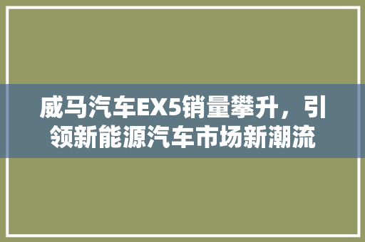 威马汽车EX5销量攀升，引领新能源汽车市场新潮流