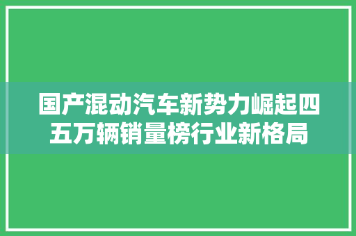 国产混动汽车新势力崛起四五万辆销量榜行业新格局