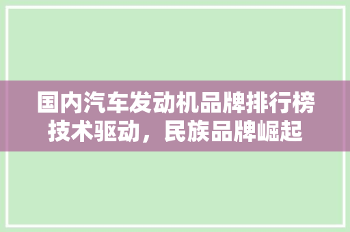 国内汽车发动机品牌排行榜技术驱动，民族品牌崛起