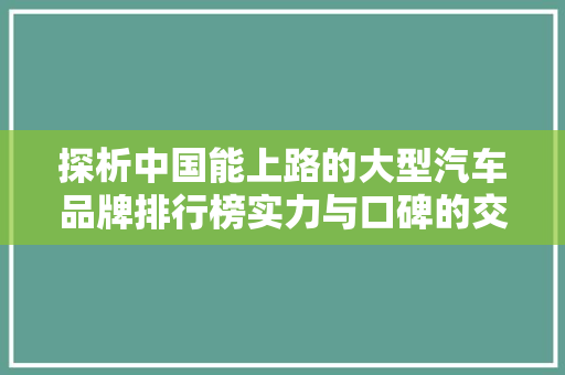 探析中国能上路的大型汽车品牌排行榜实力与口碑的交织