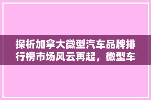 探析加拿大微型汽车品牌排行榜市场风云再起，微型车品牌崭露头角