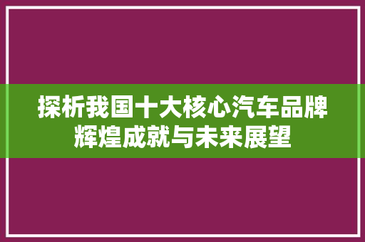 探析我国十大核心汽车品牌辉煌成就与未来展望