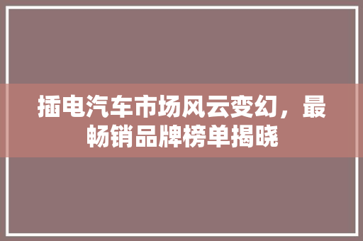 插电汽车市场风云变幻，最畅销品牌榜单揭晓